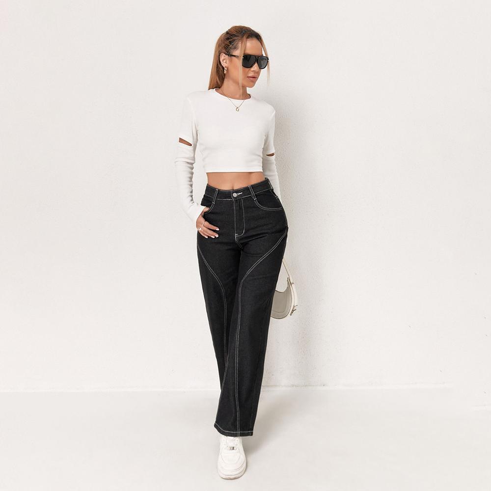 PUFFANPOP Women's Wide Leg Jeans High Waisted Denim Pants Loose Straight Jeans Y2K Jeans