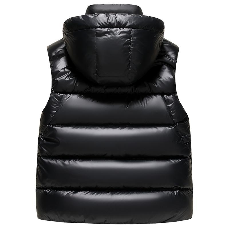 Podzimní a zimní pánský a dámský stejný styl černá zlatá odnímatelná kapuce husí prachové peří vesta zesílená módní teplá vesta trendy péřová vesta