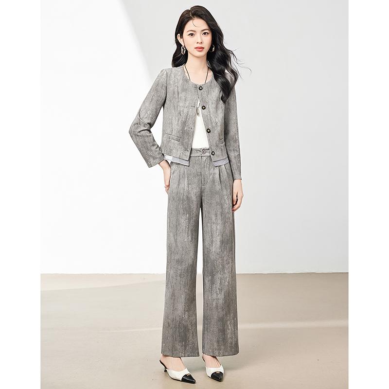 Fashion Casual Jacket+wide Leg Pants Two-piece Set