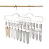 1/2/3Pcs Coat Hanger with 8 Clips Multi-Function Storage Hanger Space-Saving Hanging Wardrobe Organizer Jeans Skirts Scarves Belts Towels Accessories