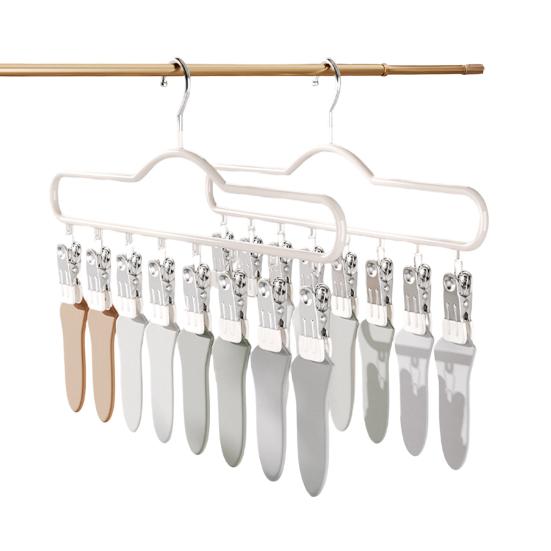 1/2/3Pcs Coat Hanger with 8 Clips Multi-Function Storage Hanger Space-Saving Hanging Wardrobe Organizer Jeans Skirts Scarves Belts Towels Accessories