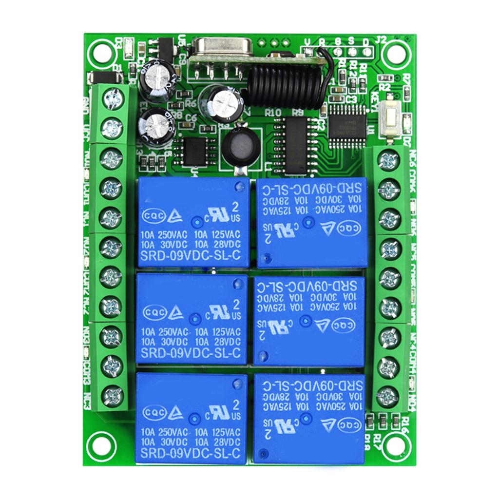 315Mhz 433Mhz RF Remote Control Wireless Switch DC 12V-36V 6CH 6 Way Relay Receiver and 6CH Transmitter for Door Lock