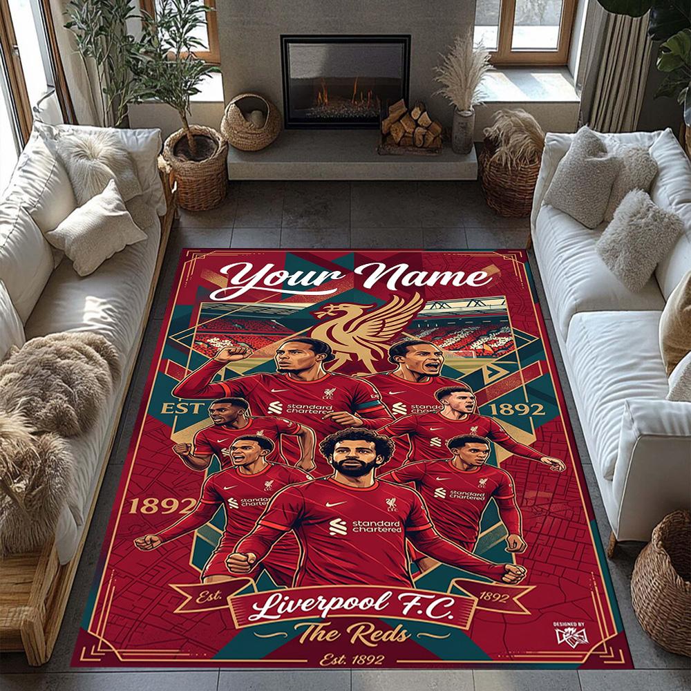 Liverpool Fc Customize Your Name Area Rug Perfect For Decorate Room Foyer Hallway Outdoor Antislip Carpet Office Home Decor