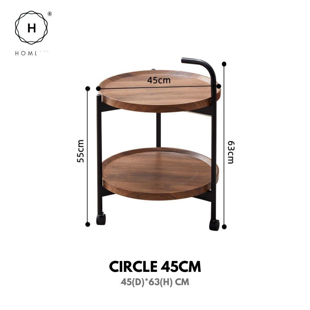 Homlly 2-Tier Walnut Mobile Rolling Kitchen Trollery Cart with Wheels