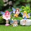 Kleine Feenfiguren Miniatur Gartenaccessoires , Geburtstagstortenaufsatz Blumentopf Heimdekoration Mädchen Fliegenflügel Figuren