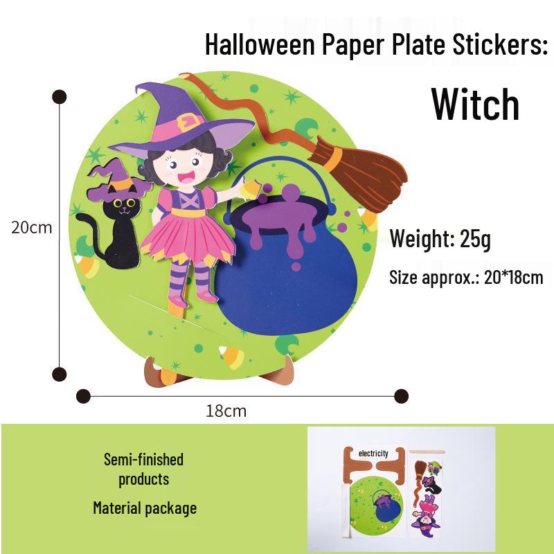 Kids DIY 3D Halloween Paper Plate Sticker Craft Kit