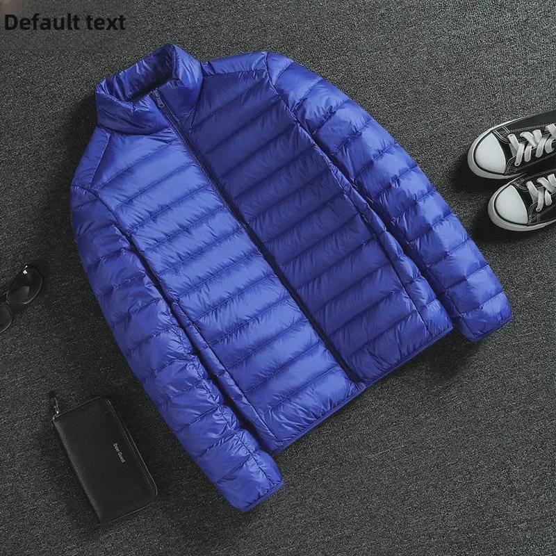 Men's Ultra-Light Winter Cotton Jacket, Short Stand-Up Collar, Plus Velvet, Large Size