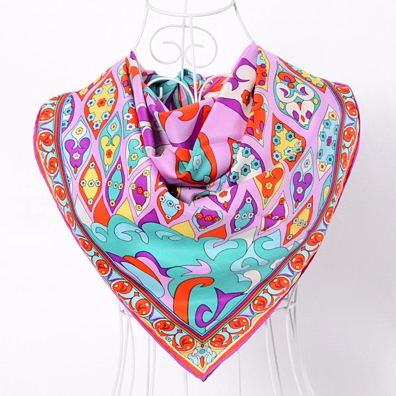 [BYSIFA]Autumn Winter Twill Large Square Pink Twill Scarves Headscarves 90*90cm Fashion Accessories Ladies Multi Head Scarf Cape