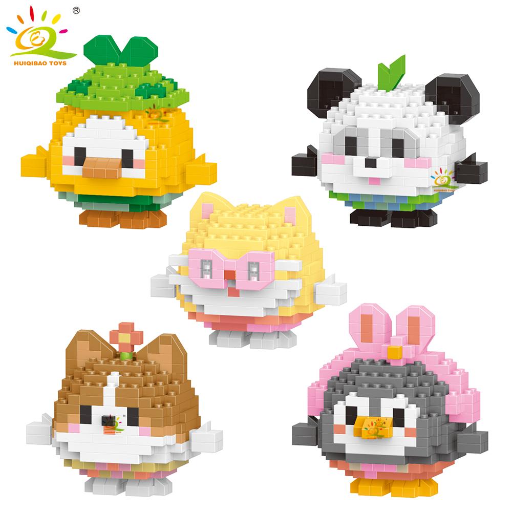 HUIQIBAO MOC Tier Mikro-Baustein Mini Niedlich 3D Diamant Modellstein DIY Stadtbau Spielzeug für Kinder Schreibtischdekoration