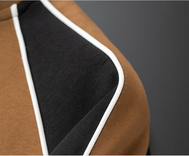 Men's High Collar Patchwork Zipper Hoodie - Light Luxury Autumn/Winter Collection
