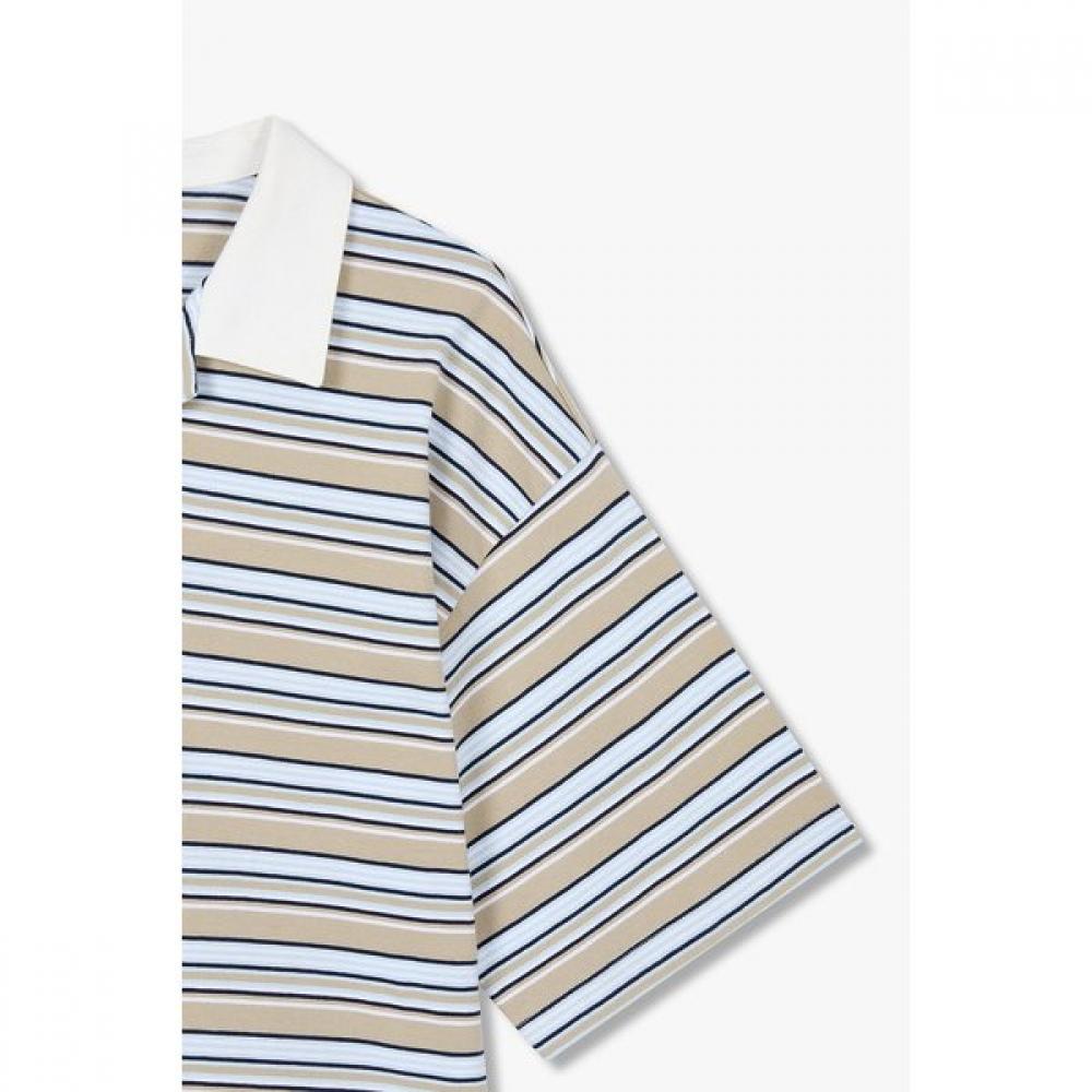 STUDIO TOMBOY MulTi STripe Collar Neck ShorT Sleeve T shirT 9176222986 