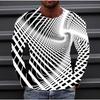 Swirl Line Grid Print Men's Tshirts Long Sleeve Tees Round Neck Casual Pullover Men's Clothing Plus Size, Christmas Holiday Fashion Tee