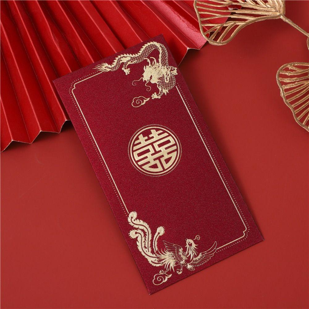6pcs Chinese Style New Year Red Envelopes Blessing Gifts Packing Bags Spring Festival Supplies