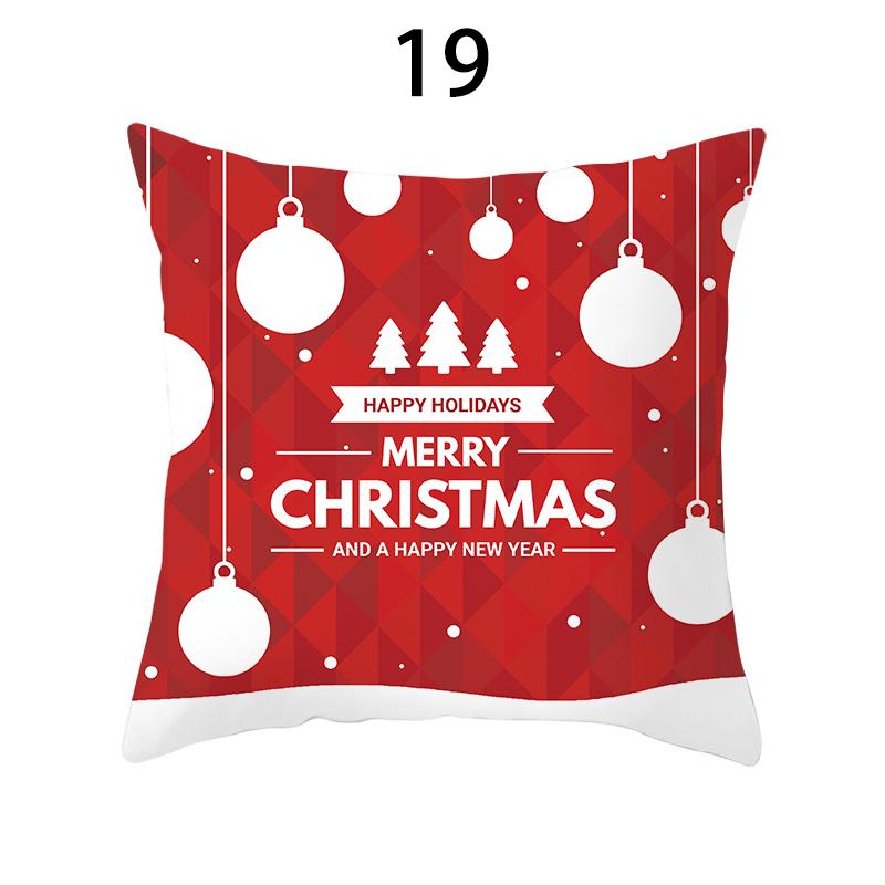 Merry Christmas Cushion Cover Xmas Pillowcase Happy New Year Navidad Santa Claus Red Pillow Cover Ornament Gifts Home Decor