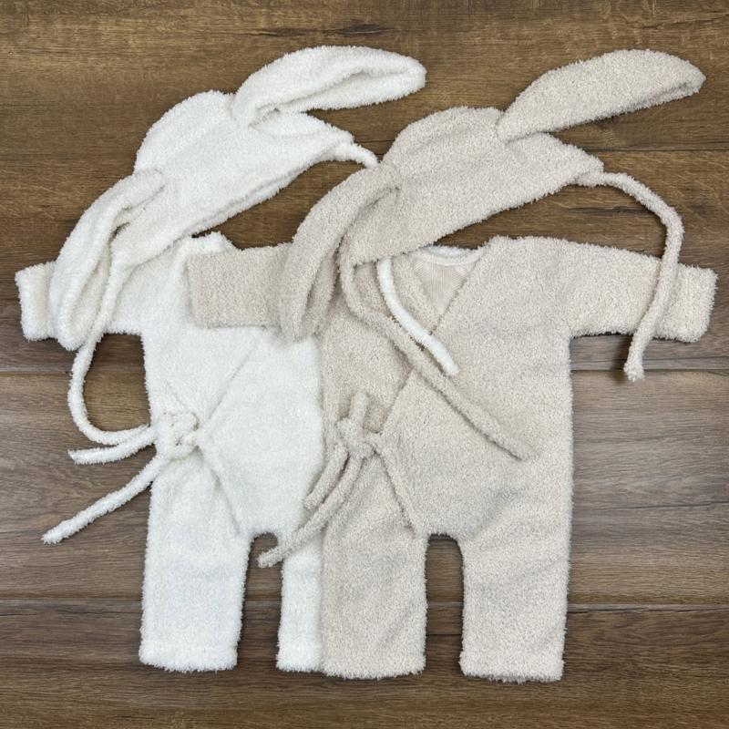 Rabbit Theme Hat and Romper Outfit Baby Photography Costume Clothing Newborns Photography Props Photo Shoot Clothes