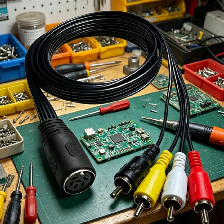 Universelles 6-Pin-DIN-zu-4-Cinch-Audio-/Video-Kabel für professionelle Setups Nahtlose Konnektivität zwischen Geräten 50/150 cm
