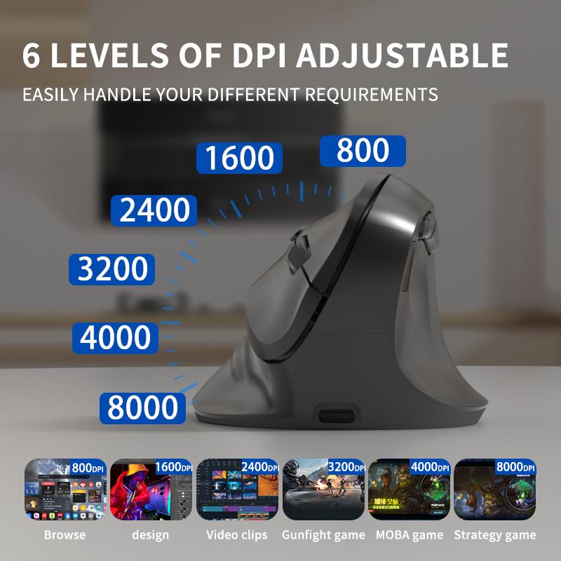Wireless Ergonomic Mouse with Screen Display Vertical Mouse 5 Adjustable DPI Mute Buttons for Gaming PC Computer Laptops Mouse