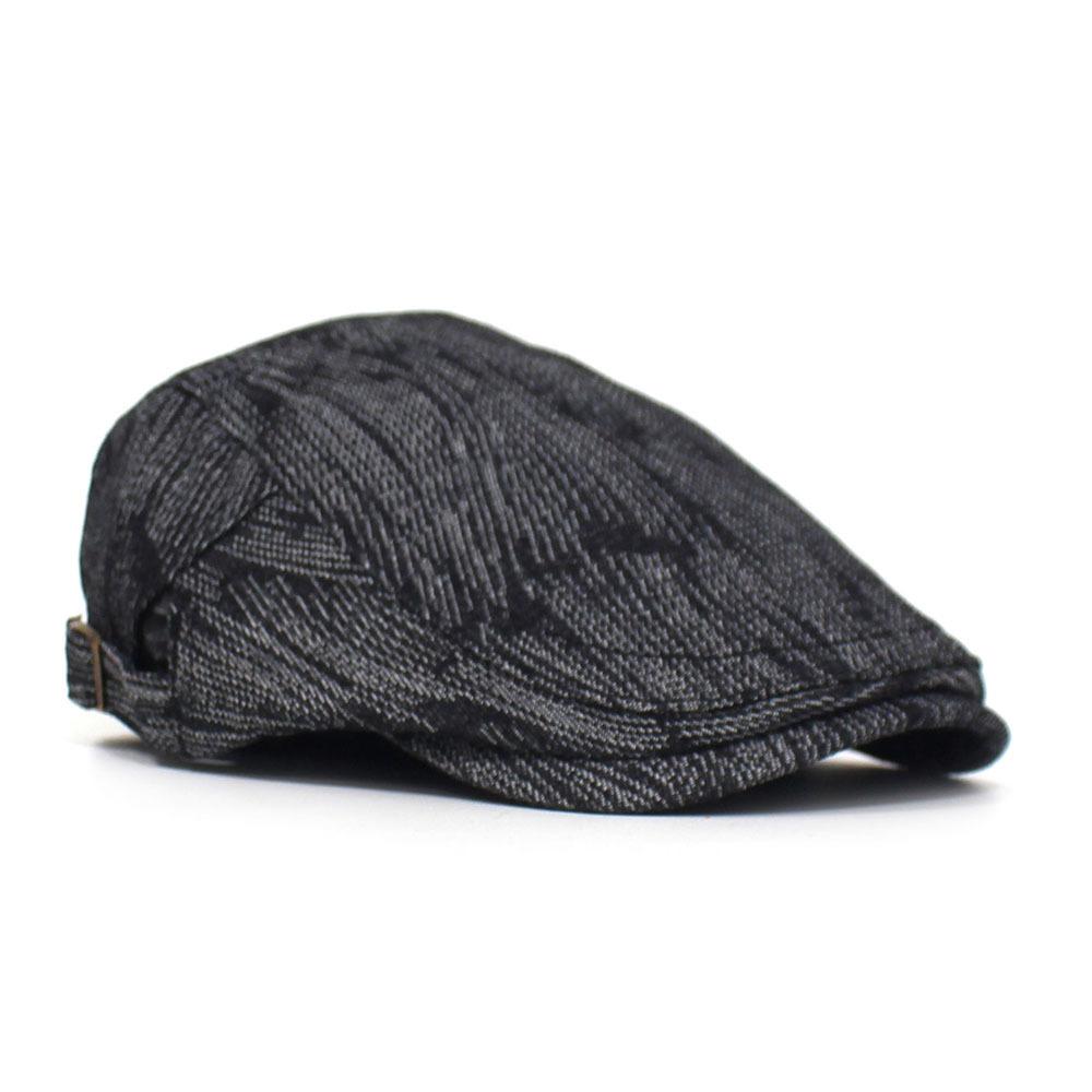 Fashion Cotton Jacquard Denim Beret British Vintage Versatile Forward-Facing Cap Striped Duckbill Cap Men's Trendy