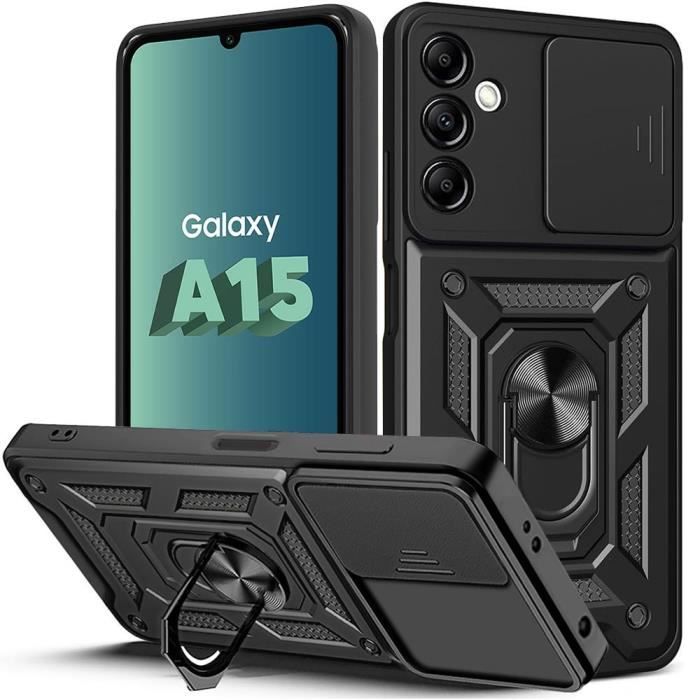 Coque - Samsung - Galaxy A15 - Antichoc - Support à Anneau Rotatif - Noir
