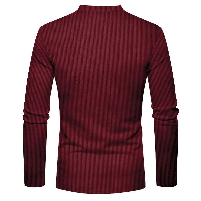New Men's Casual Henry Slim Fit Solid Color Long Sleeve T-Shirt