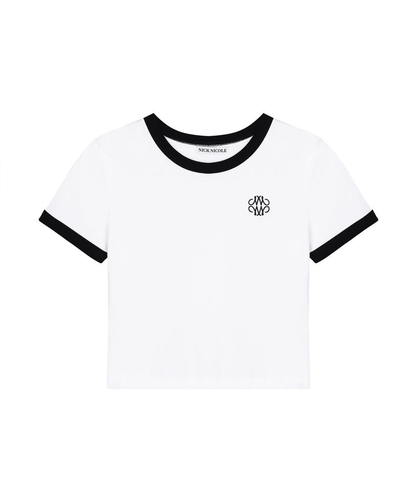 Nigaennikol Nicole Colourway Ringer Crop Top_White Black