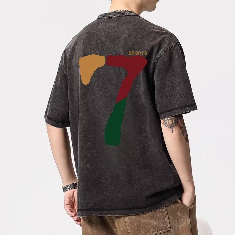 

Футболка с коротким рукавом для мужчин, модная, с круглым вырезом, с простым принтом, универсальная, модный бренд, легкая роскошь, крутой повседневный топ, свободного кроя 5XL серый