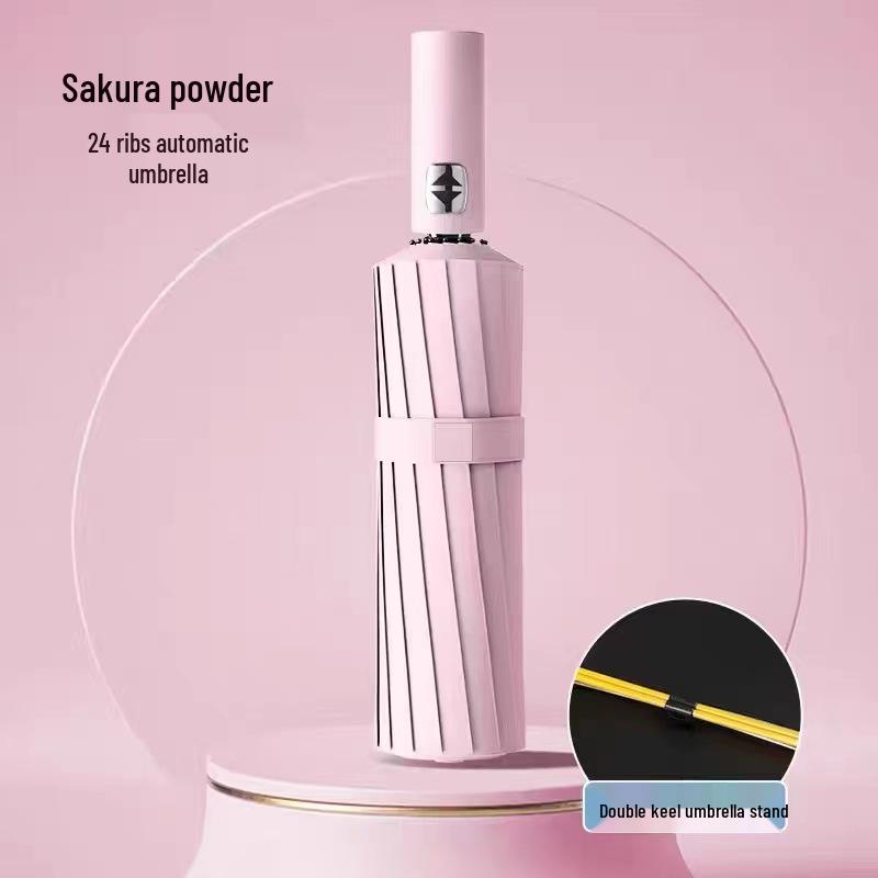 Large Automatic Windproof Umbrella: Dual Use for Sun and Rain, Black Glue Sunshade
