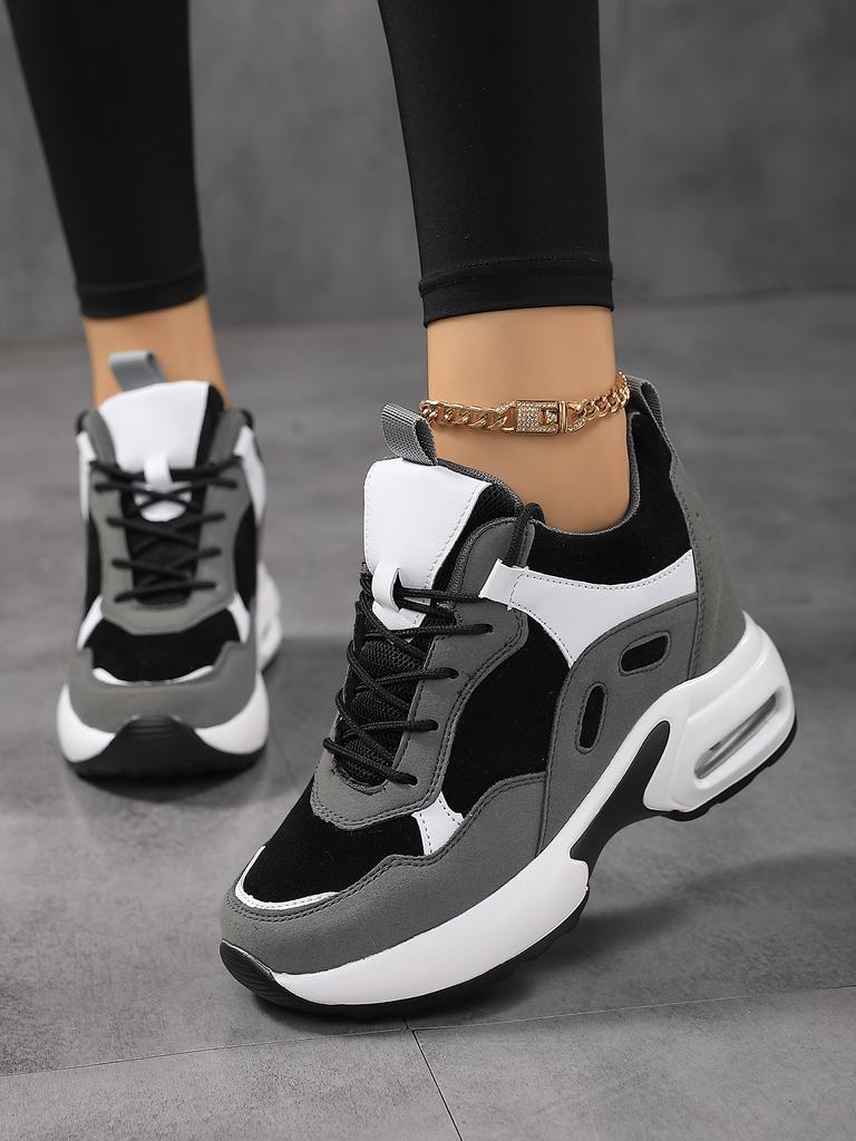 Damesko Mote Lett Luftpute Tykksålet Sko Hvit Sklisikre Gå-sneakers Svart Pustende Løpesko