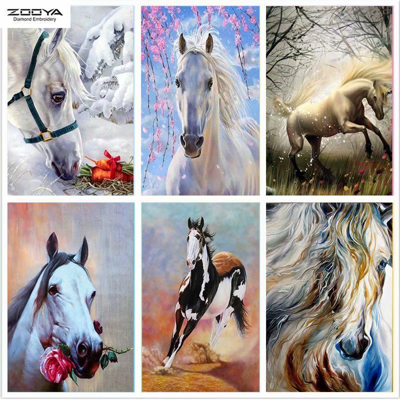 

ZOOYA 5D DIY Полный дрель Алмазная картина Животное Лошадь Искусство Вышивка Стежок Мозаика Домашний Декор Подарок
