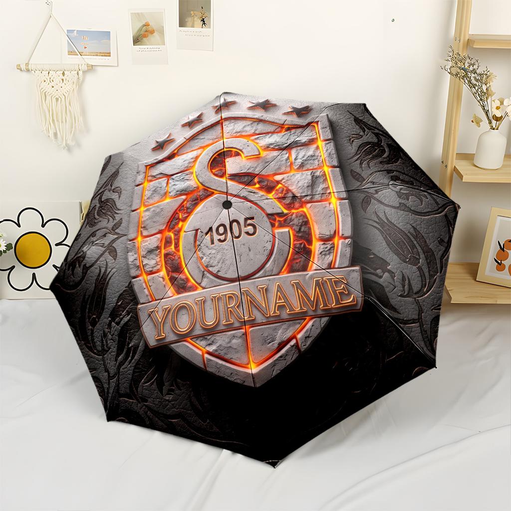 Galatasaray1 Customized Name Umbrella Portable Automatic Umbrella Folding Umbrella with 8 Ribs Lightweight Perfect for Outdoor Adventures