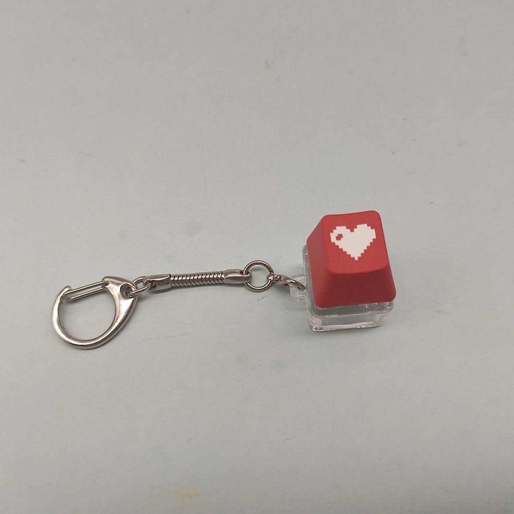 Heart Cute Keycap Keychain Fun Fidget Toy Keyboard Key Chain Ring Bag Charm Earbud Case Cover Accessories Stress Easing Friends