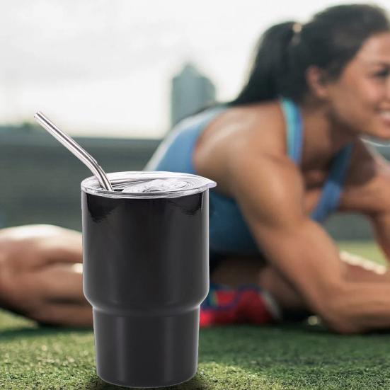 2oz Mini Tumbler Shot Glass with Straw Lid Stainless Steel Sublimation Tumblers Double Wall Vacuum Insulated Cups for Cocktails Juices Coffee