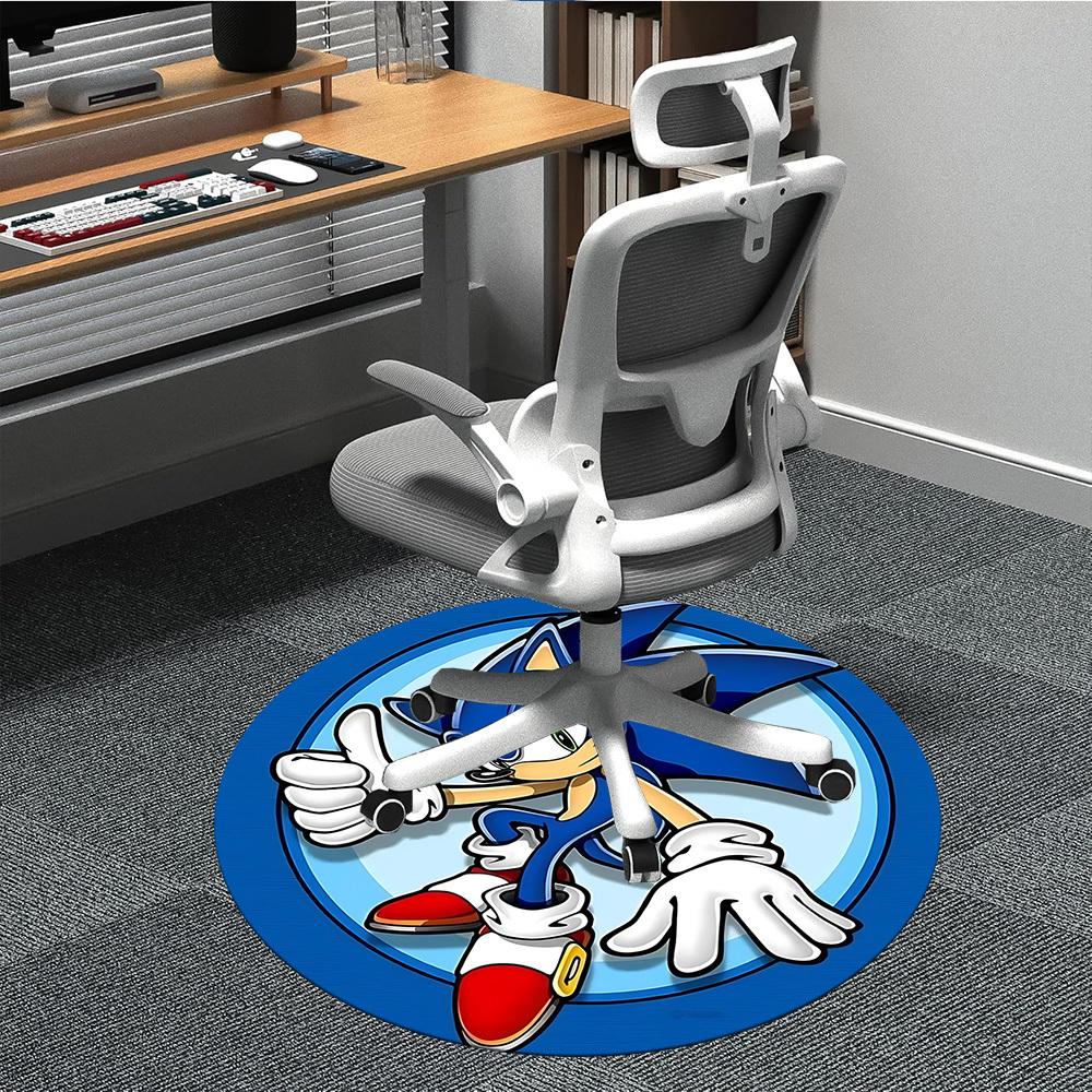 

1pc Sonic Adventure Office Round Area Rug, Indoor Mat Suitable For Office, Under Office Chairs Bedroom Living Room Home Decor, Room Deco003 80cm by 80cm