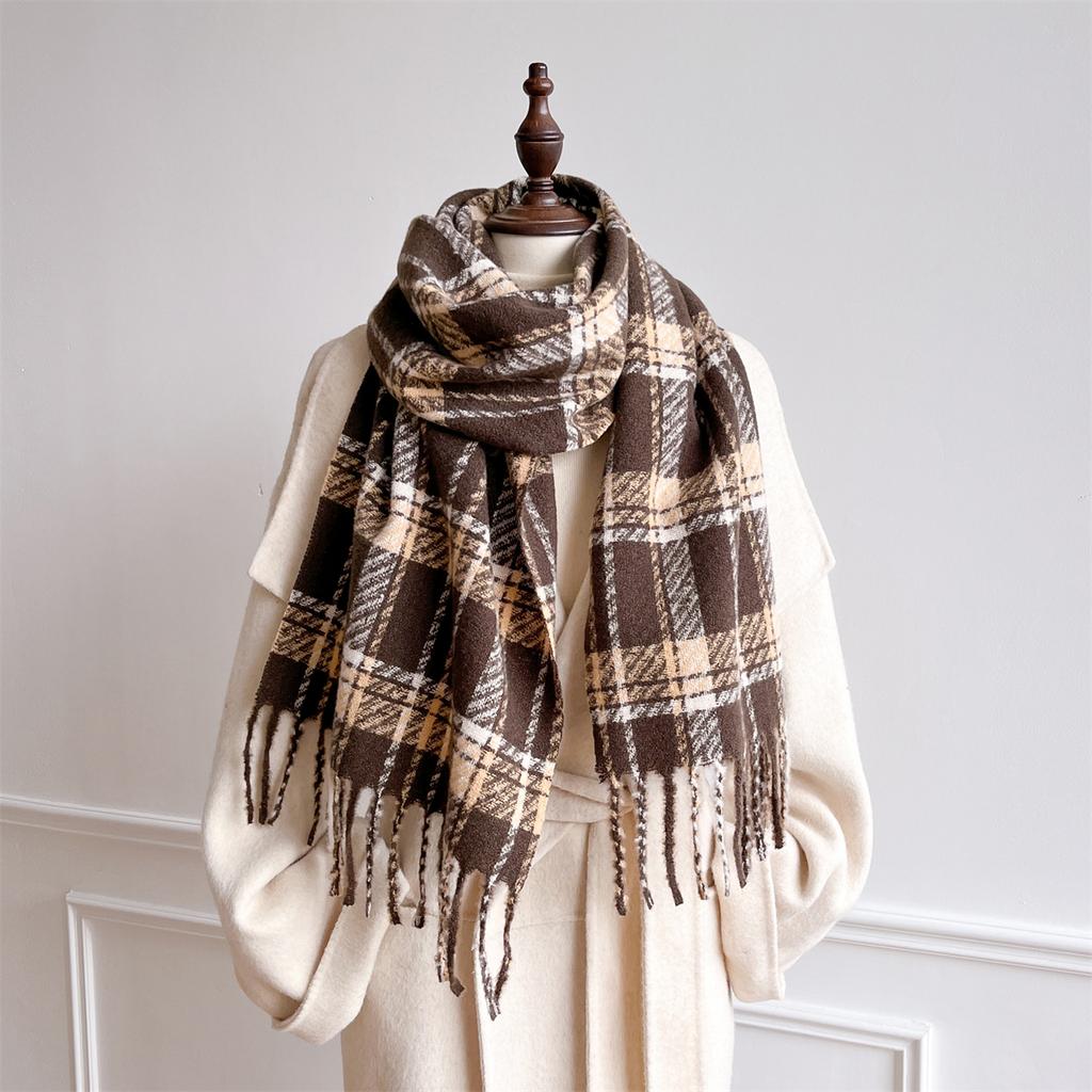 Luxury Cold-Proof Winter Women Men Scarf Thick Warm Tassels Shawls Pashmina Stripe Designer Neckerchief Cashmere Lady Outdoor