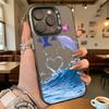 Dolphins Waves Pink Flowers Hard Phone Case for Iphone 16 15 14 13 12 11 Pro Max Mini Shockproof Anti-Scratch Protective Cover