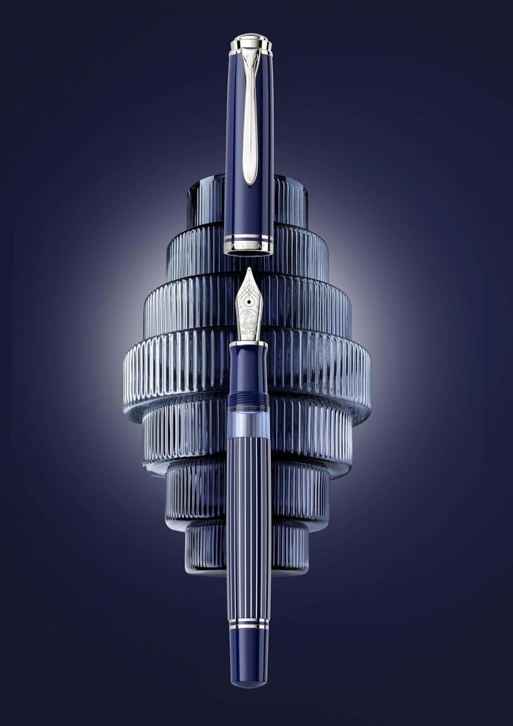 Pelikan Fountain Pen EF Extra Fine Souveraen Metal Stripe Blue M815 Limited Edition Official Import