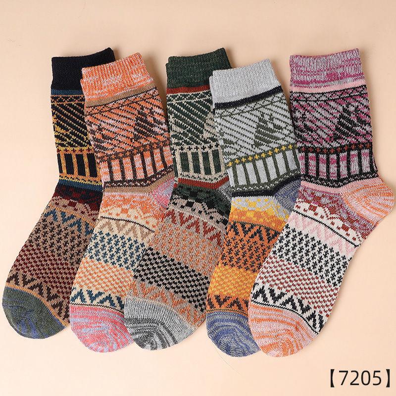 

5 Pairs Men s Retro Knitted Thick Mid-Tube Socks - Warm Autumn & Winter Japanese Style for Middle-Aged & Elderly EUR38-43