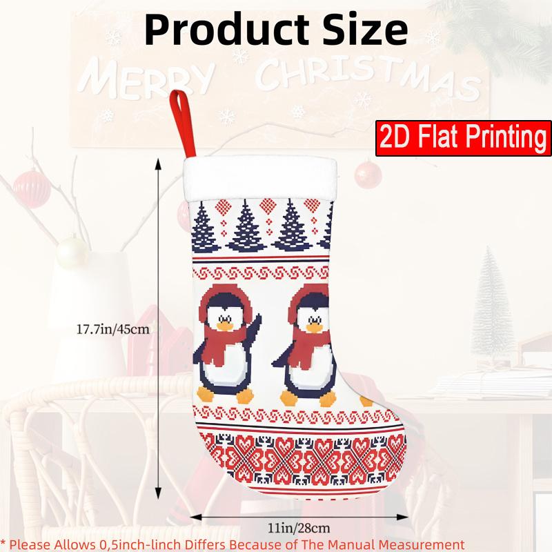 Christmas decoration fireplace hanging stocking 1pc And s And 3pcs, Nordic Knit Penguin Pattern Christmas Gift Socks, Ch