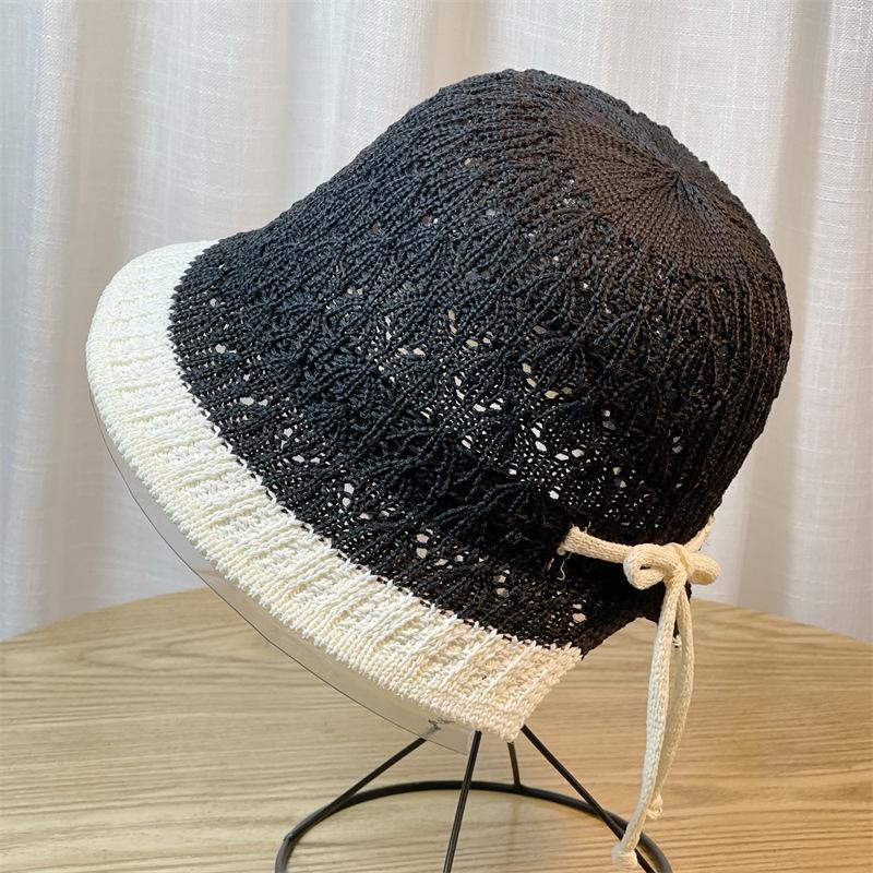 

Millinery And Spring Summer Straw Bow Casual Fashion Fisherman Hat Travel Hat чорний