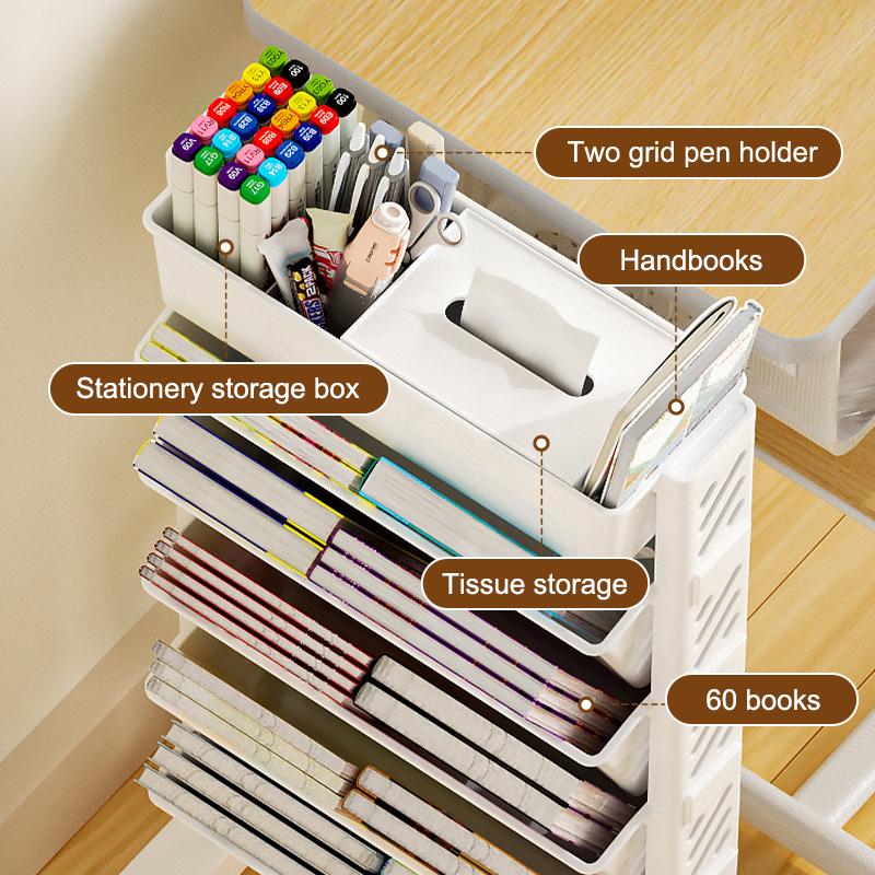 Floor Mounted Movable Bookshelf With Wheels Classroom Desk Storage Rack Study Large Capacity Multi-Layer Book Storage Rack