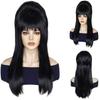 Wig Woman, European and American, Black High Cranial Top with Bangs, Retro Fluffy Long Straight Hair