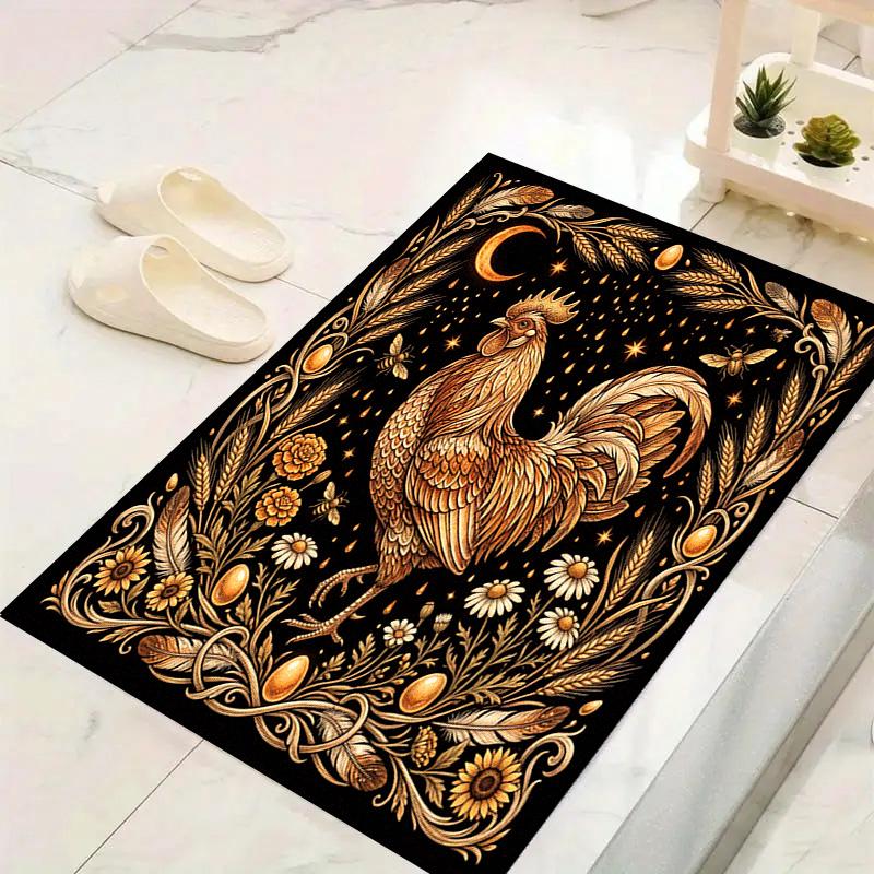 Butterfly Chicken Vintage Art Carpet Rug for Living Room Bedroom Home Sofa Decoration, Kids Play Non-slip Floor Mat