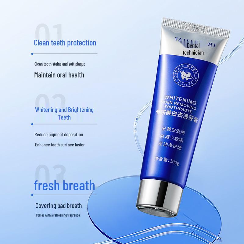 Dentist-approved whitening toothpaste for stain removal, oral health, and fresh breath.
