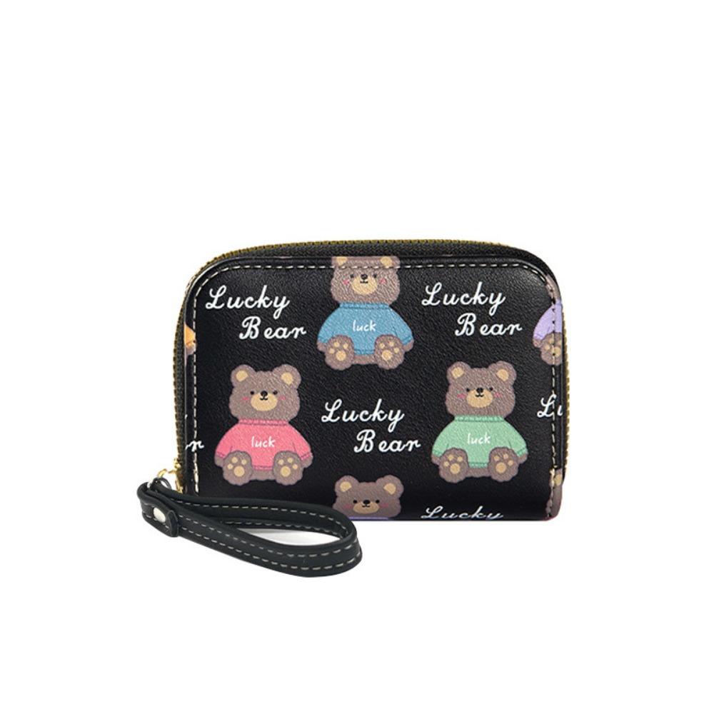 Portable Mini Bear Card Bag Multi Slot Lightweight Card Wallet PU Leather Credit Card Holder Bank ID Card Storage