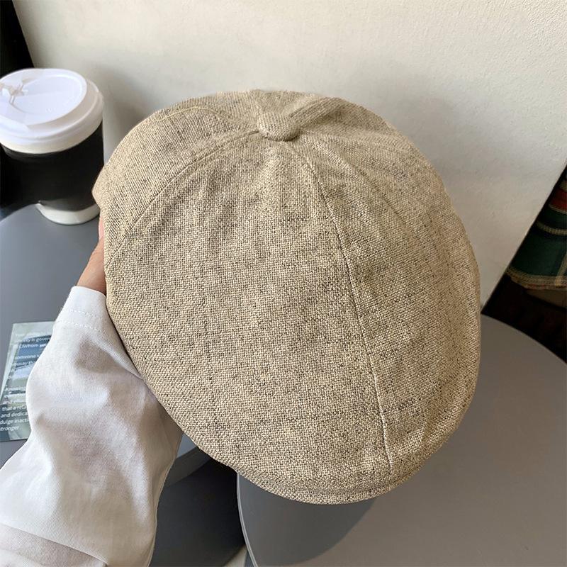 Street Retro Hot Girl Forward Hat Girl British Beret Cotton Linen Fashion Painter Newspaper Boy Baseball Cap