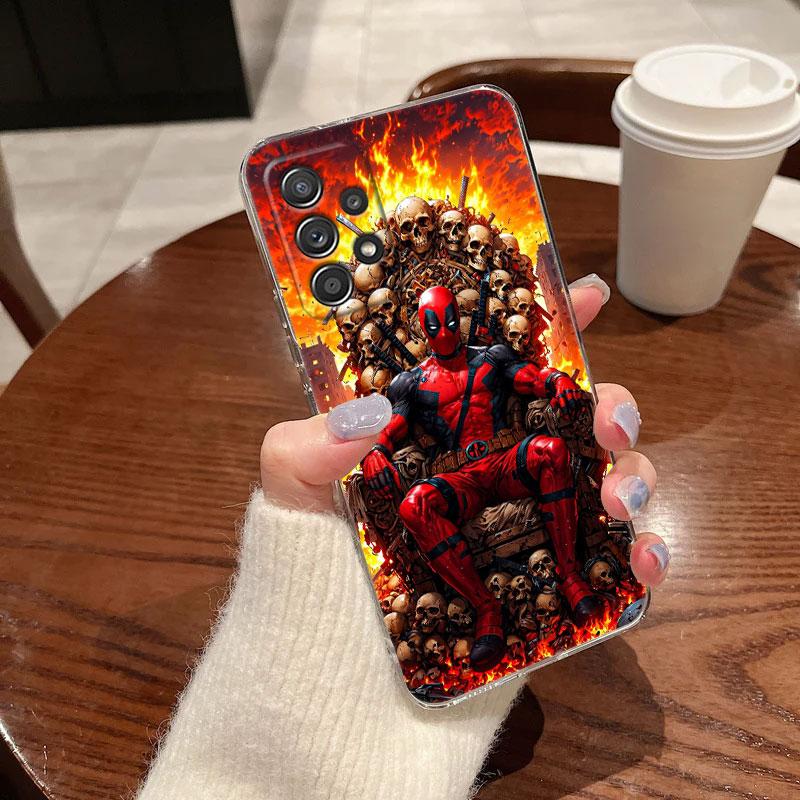 Funda Transparente Divertida de Marvel Deadpool para Samsung Galaxy A57 A37 A56 A36 A55 A54 A35 A26 A07 A17 A16 A06 A36 A15 Funda Suave de Deadpool