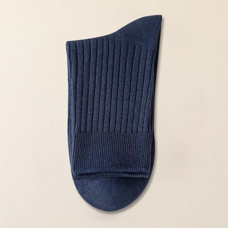 Pure Cotton Men's Antibacterial Double-needle Socks - Mid-length Winter Anti-odor and Sweat-absorbing Long Stockings