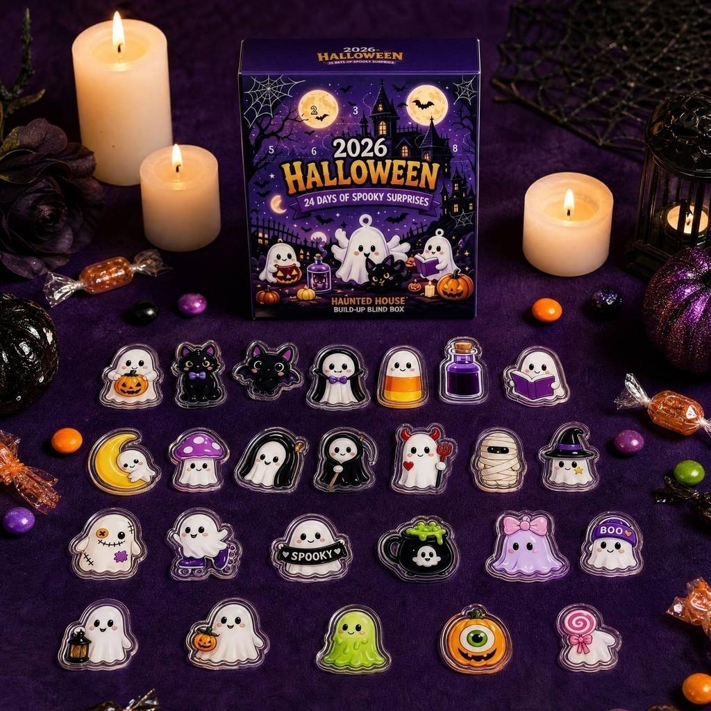 2026 Halloween Advent Calendar – Days Countdown with 2D Acrylic Ornaments for Kids Teens Adults