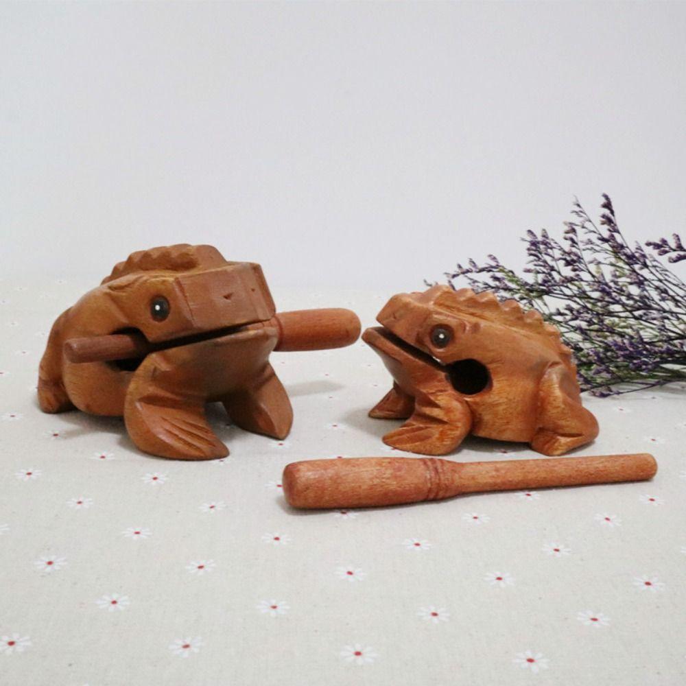 Lucky Frog Guiro Rasp Wooden Frog Rasp Musical Instrument Portable Lucky Frog Crafts Gifts