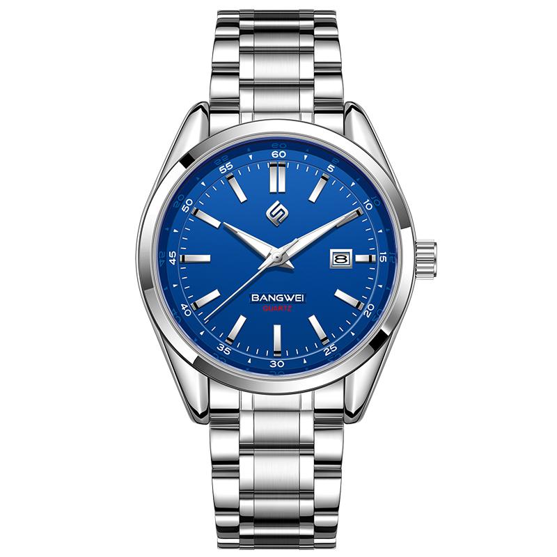 New Luxury Men Watch Top Brand Classic Business Stainless Steel Dual Calendar Quartz Wrist Watch for Men Reloj Hombre